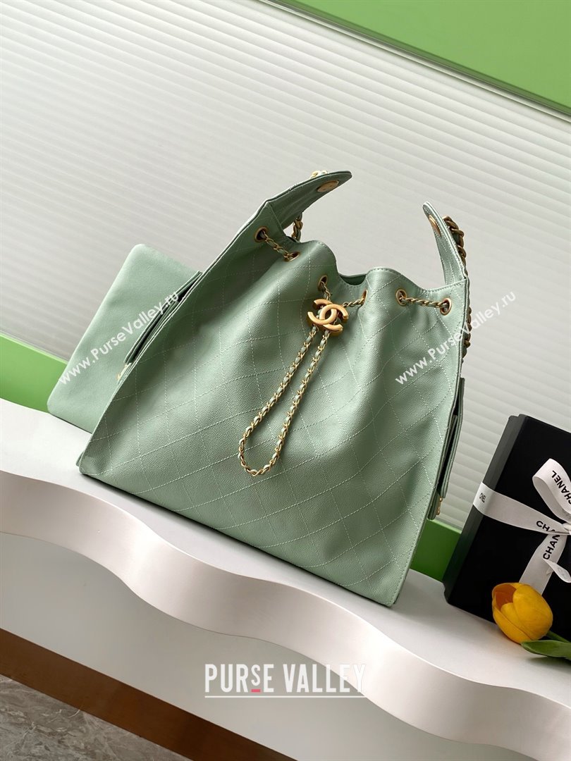 Chanel Grained Calfskin Medium Hobo Bag AS5311 Light Green 2025 (YEZI-25072919)