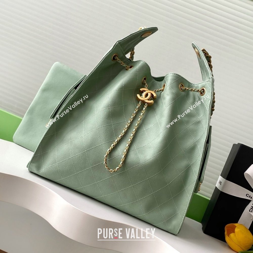 Chanel Grained Calfskin Medium Hobo Bag AS5311 Light Green 2025 (YEZI-25072919)