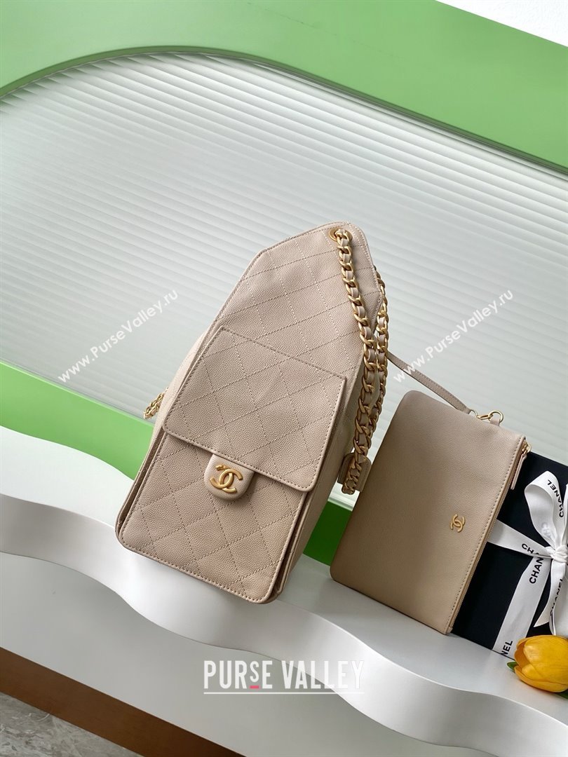 Chanel Grained Calfskin Medium Hobo bag AS5311 Apricot 2025 (YEZI-25072922)