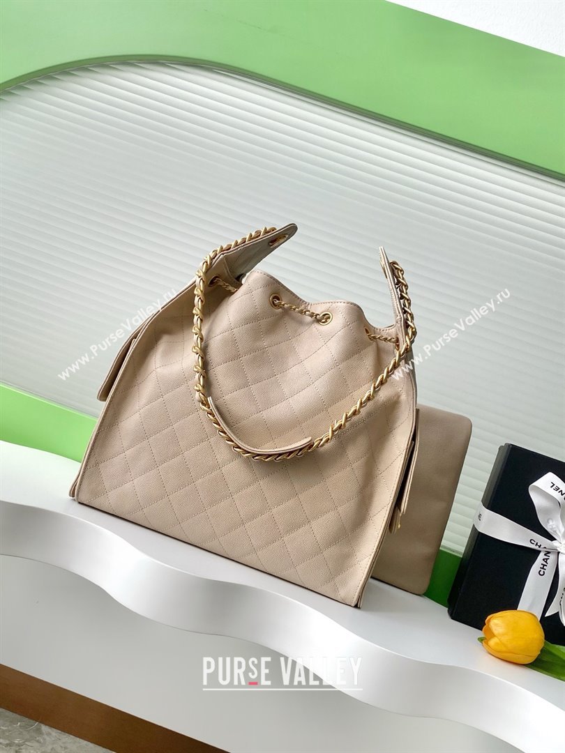 Chanel Grained Calfskin Medium Hobo bag AS5311 Apricot 2025 (YEZI-25072922)