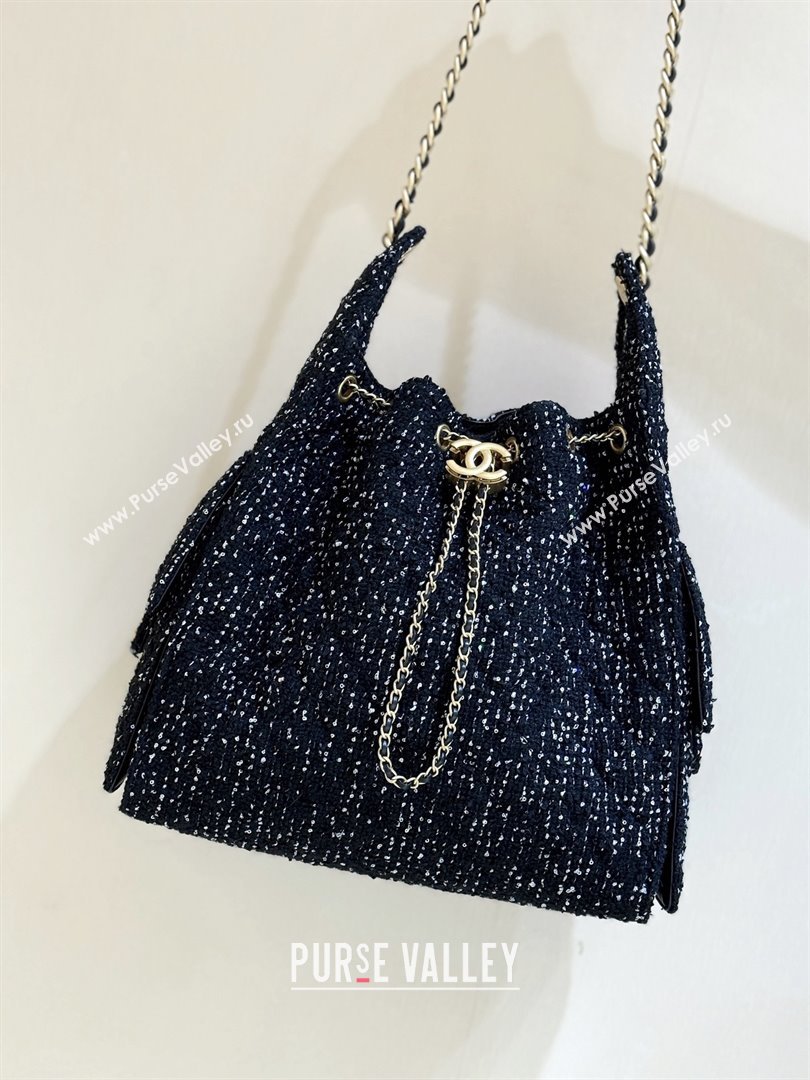 Chanel Tweed Sequins Medium Hobo Bag AS5311 Black 2025 Top Quality (SHUNY-25072801)