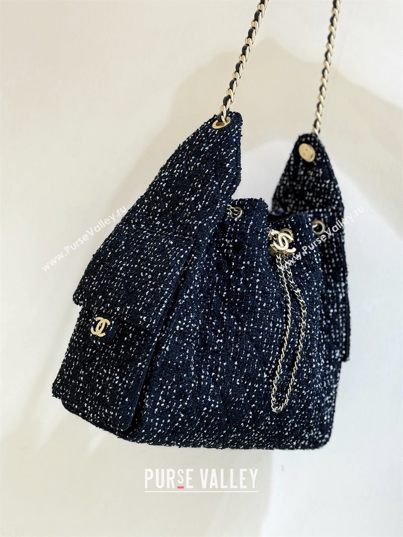 Chanel Tweed Sequins Medium Hobo Bag AS5311 Black 2025 Top Quality (SHUNY-25072801)
