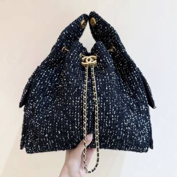 Chanel Tweed Sequins Medium Hobo Bag AS5311 Black 2025 Top Quality (SHUNY-25072801)