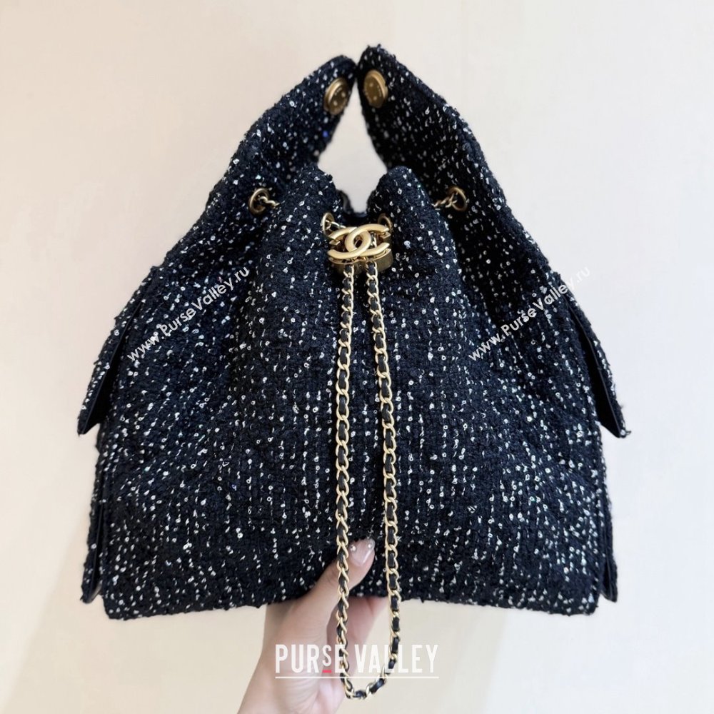 Chanel Tweed Sequins Medium Hobo Bag AS5311 Black 2025 Top Quality (SHUNY-25072801)