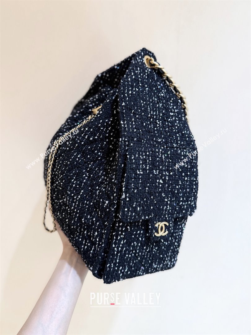 Chanel Tweed Sequins Medium Hobo Bag AS5311 Black 2025 Top Quality (SHUNY-25072801)
