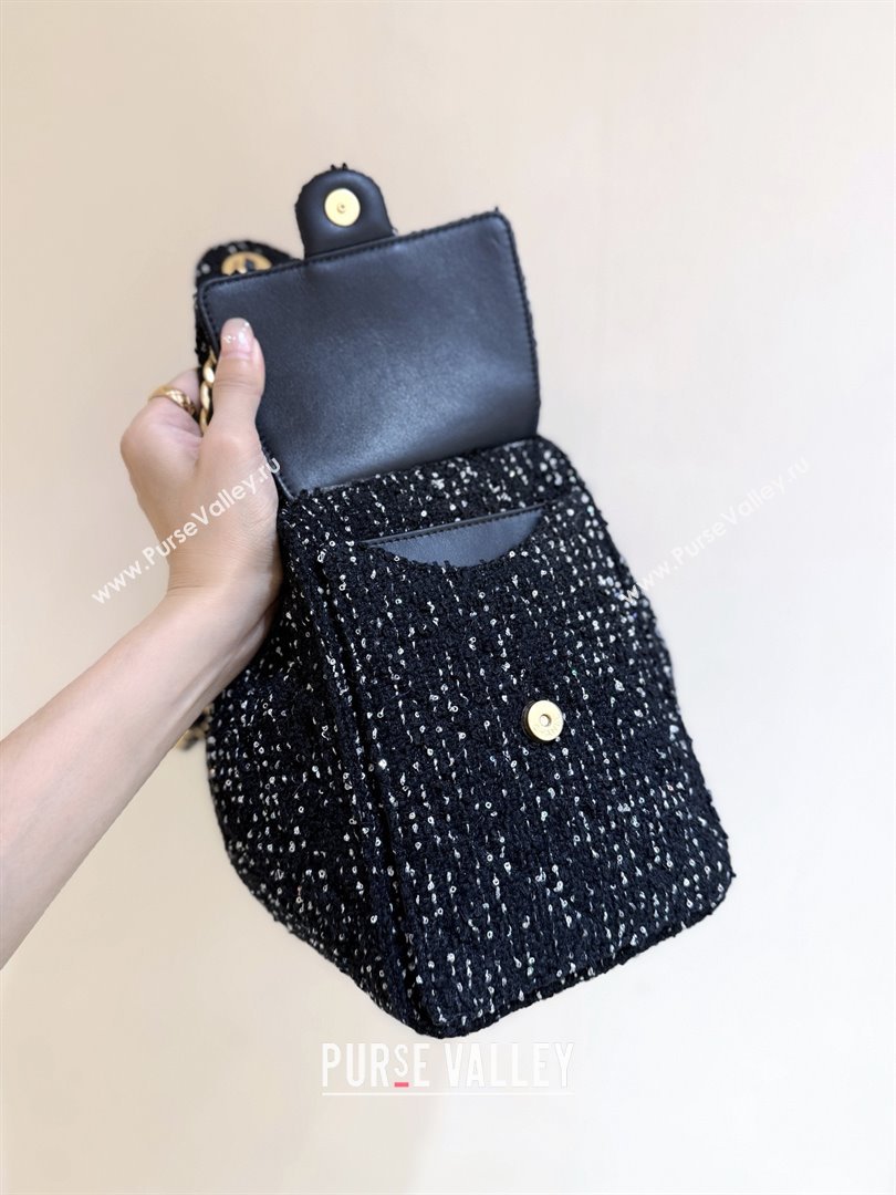 Chanel Tweed Sequins Medium Hobo Bag AS5311 Black 2025 Top Quality (SHUNY-25072801)