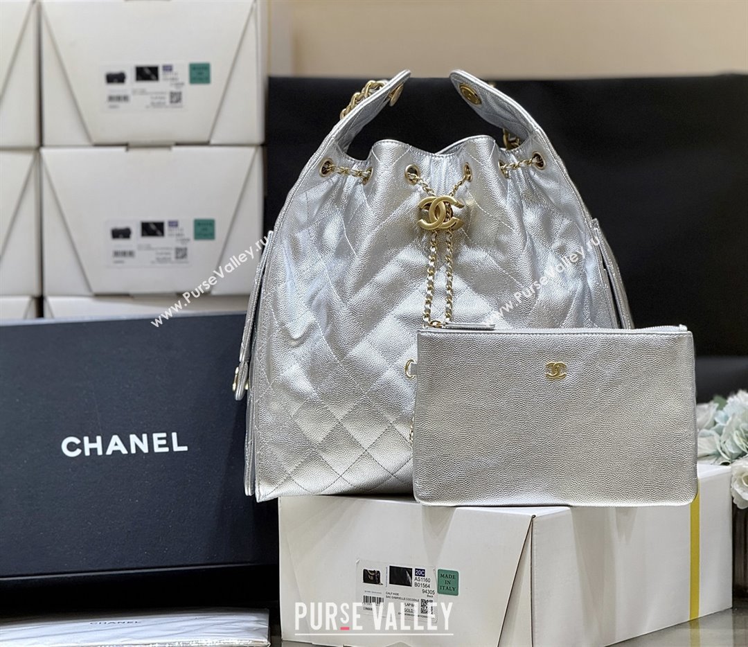 Chanel Haas Grained Calfskin Medium Hobo Bag AS5311 Silver 2025 Top Quality (SHUNY-25072911)