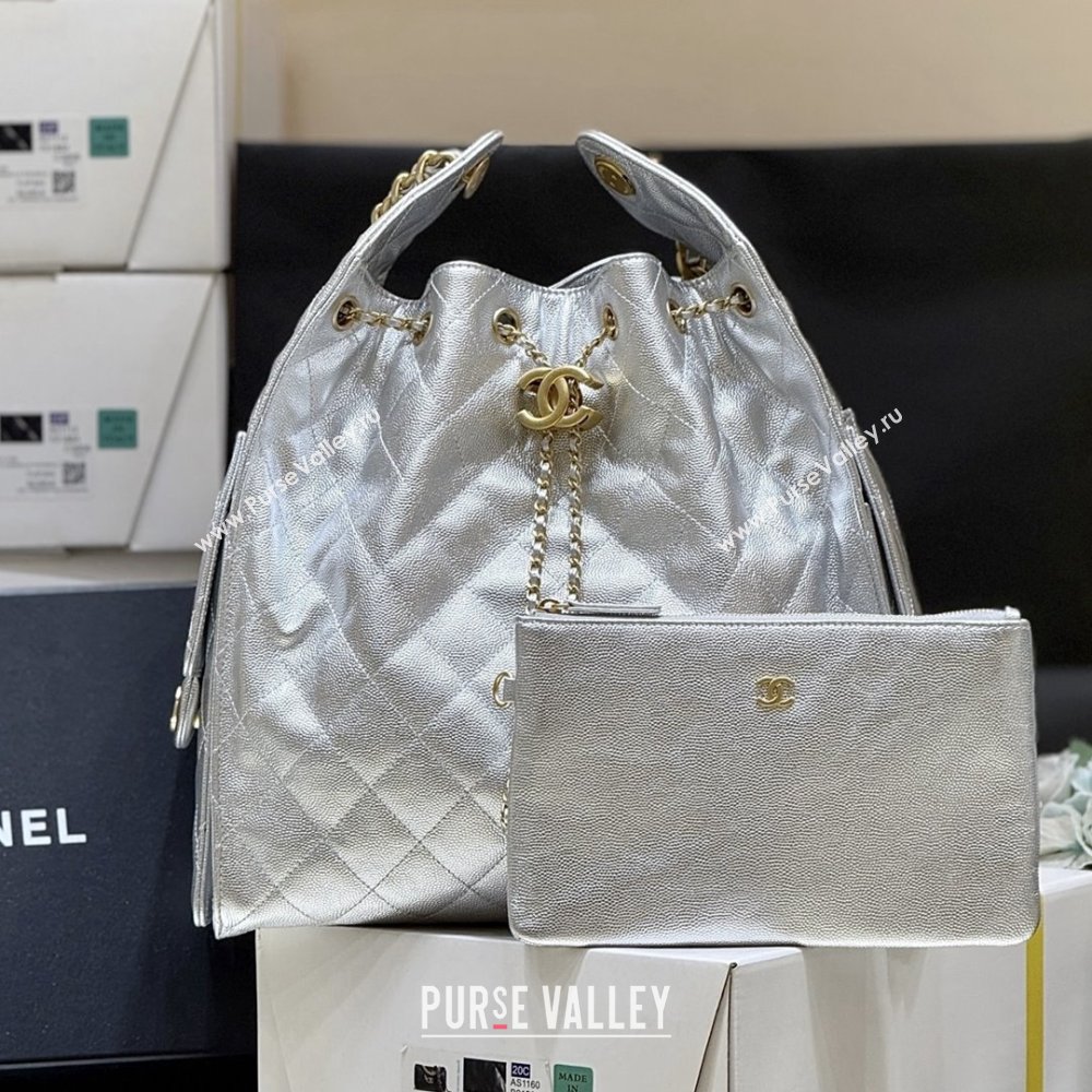 Chanel Haas Grained Calfskin Medium Hobo Bag AS5311 Silver 2025 Top Quality (SHUNY-25072911)