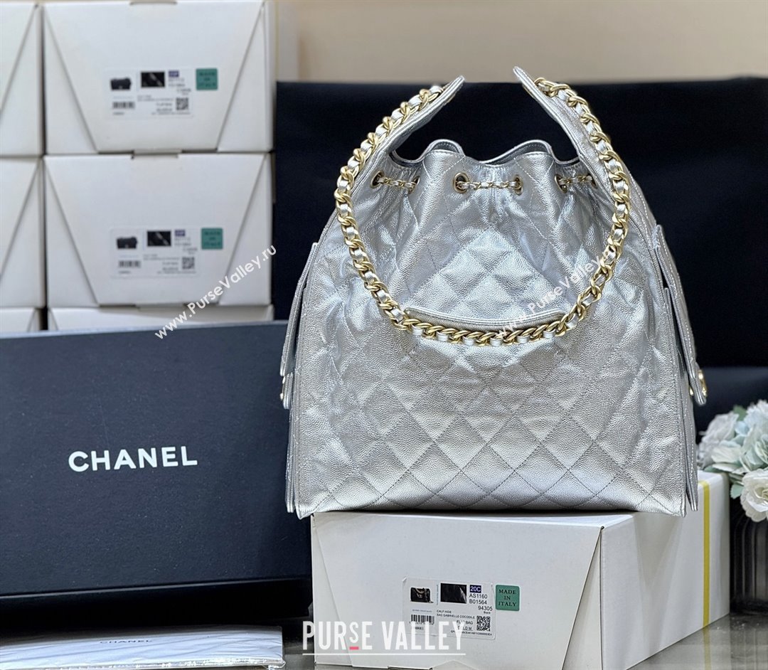 Chanel Haas Grained Calfskin Medium Hobo Bag AS5311 Silver 2025 Top Quality (SHUNY-25072911)