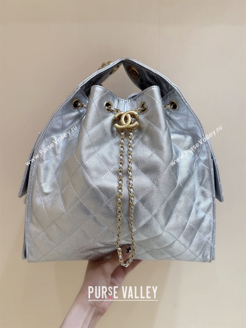 Chanel Haas Grained Calfskin Medium Hobo Bag AS5311 Silver 2025 Top Quality (SHUNY-25072911)