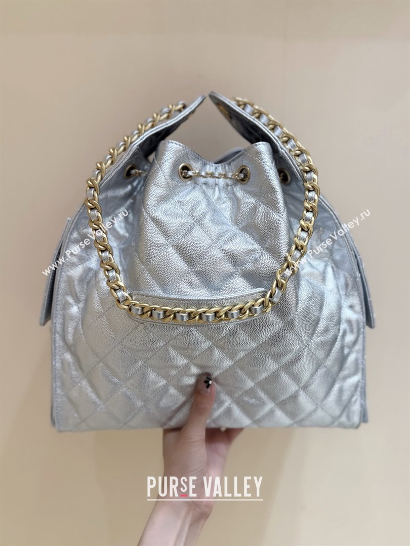 Chanel Haas Grained Calfskin Medium Hobo Bag AS5311 Silver 2025 Top Quality (SHUNY-25072911)