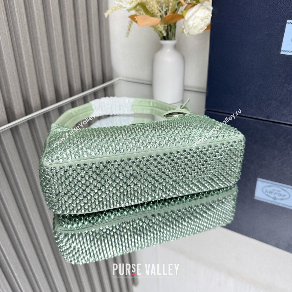 Prada Re-Edition Satin Mini-bag with Crystals 1NE515 Green 2025 (YZ-25072923)