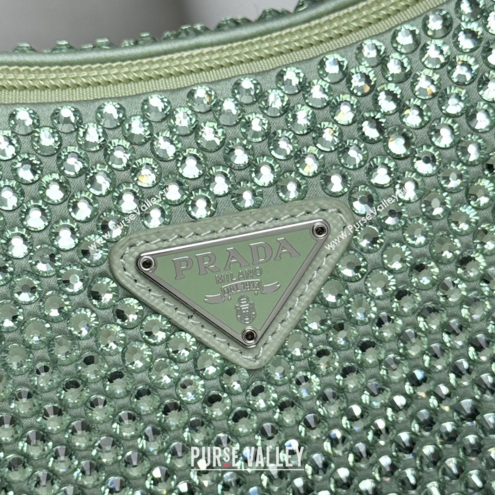 Prada Re-Edition Satin Mini-bag with Crystals 1NE515 Green 2025 (YZ-25072923)