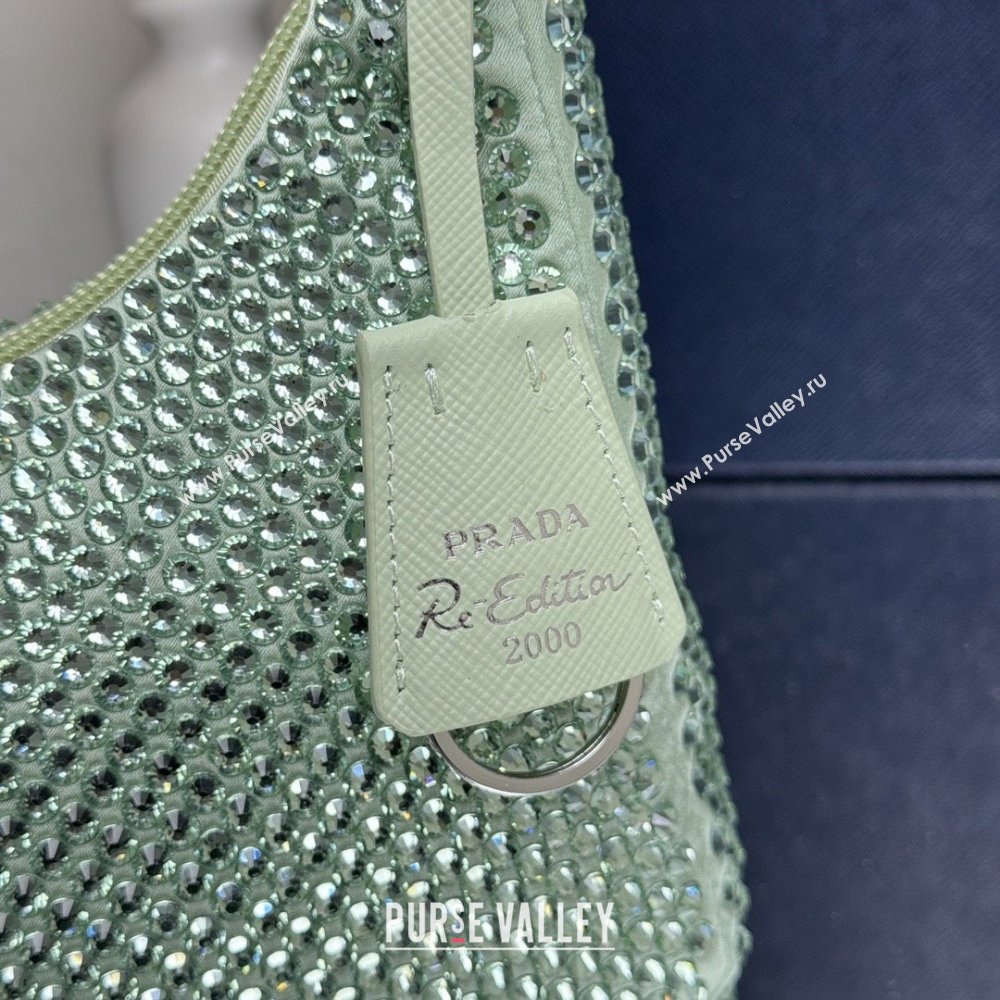Prada Re-Edition Satin Mini-bag with Crystals 1NE515 Green 2025 (YZ-25072923)