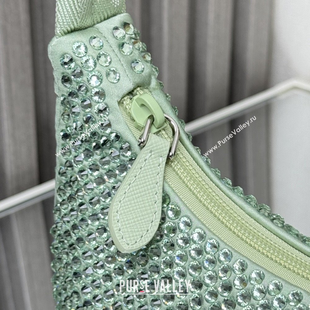 Prada Re-Edition Satin Mini-bag with Crystals 1NE515 Green 2025 (YZ-25072923)