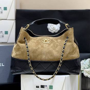 Chanel Small Tote Bag in Suede Calfskin Shiny Lambskin AS5634 Beige/Black 2025 Top Quality (SHUNY-25073103)