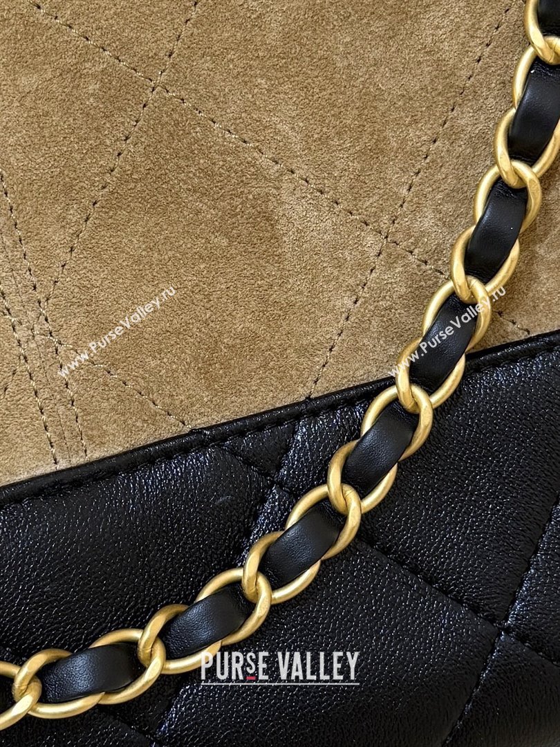 Chanel Small Tote Bag in Suede Calfskin Shiny Lambskin AS5634 Beige/Black 2025 Top Quality (SHUNY-25073103)