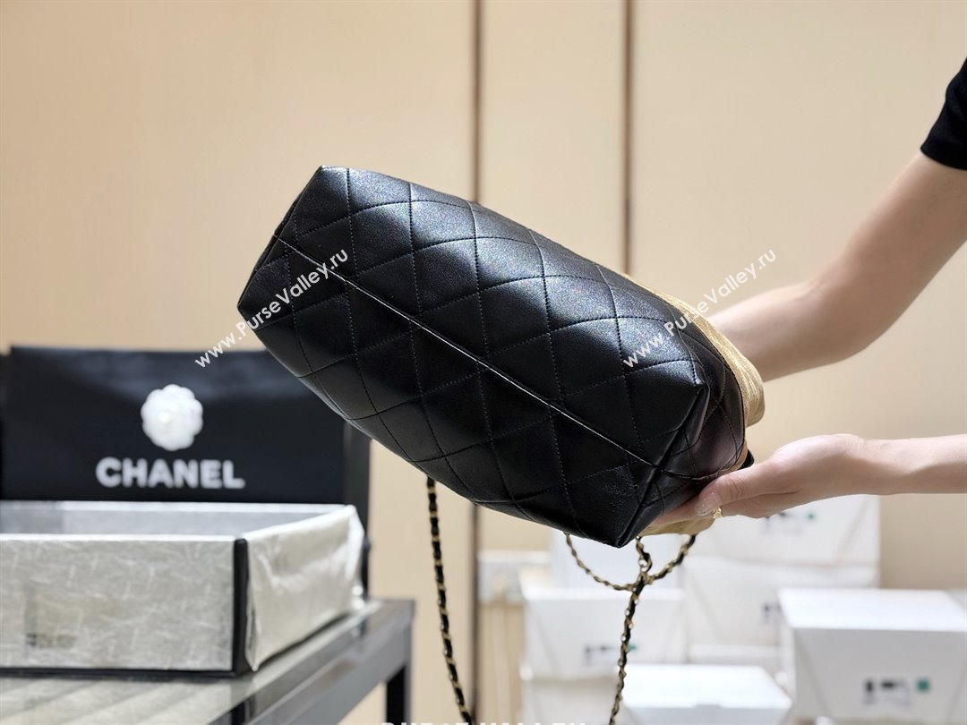 Chanel Small Tote Bag in Suede Calfskin Shiny Lambskin AS5634 Beige/Black 2025 Top Quality (SHUNY-25073103)