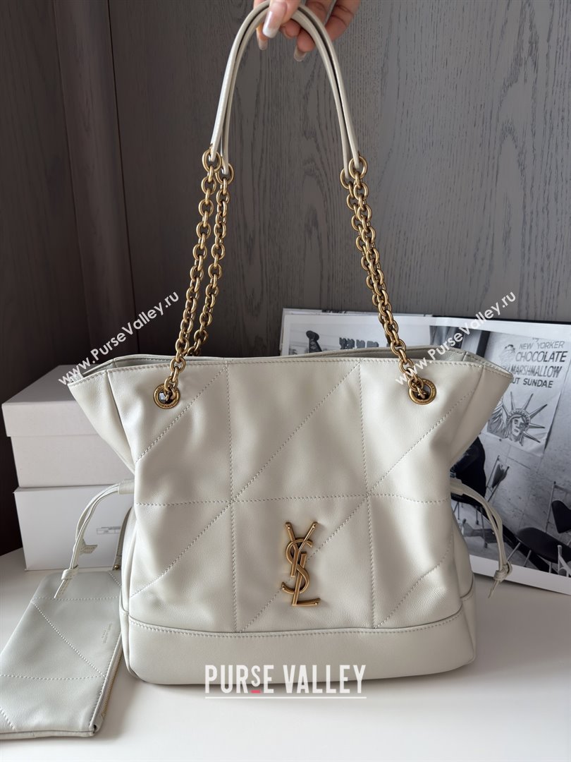 Saint Laurent Jamie Shopping Small Bag in Lambskin White 2025 Top Quality (HONGS-25080103)