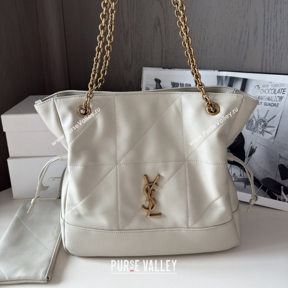 Saint Laurent Jamie Shopping Small Bag in Lambskin White 2025 Top Quality (HONGS-25080103)