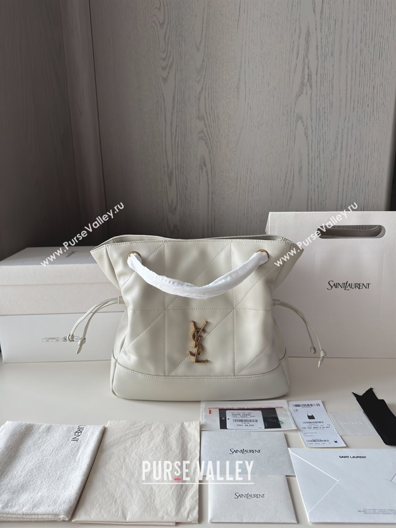 Saint Laurent Jamie Shopping Small Bag in Lambskin White 2025 Top Quality (HONGS-25080103)