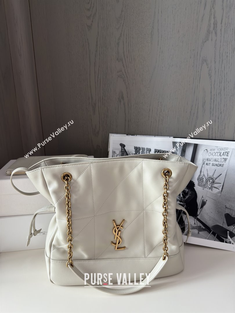 Saint Laurent Jamie Shopping Small Bag in Lambskin White 2025 Top Quality (HONGS-25080103)