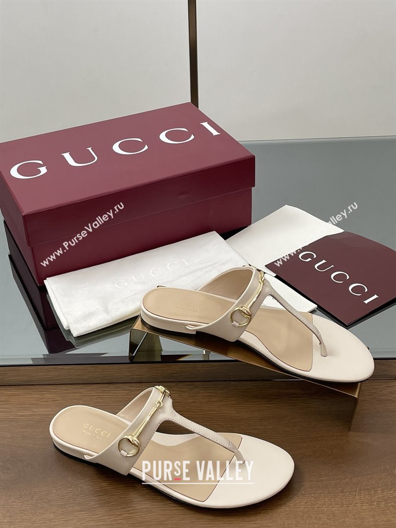 Gucci Thong Sandal with Horsebit in Smooth Leather 816590 White 2025 (MD-25080214)