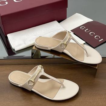 Gucci Thong Sandal with Horsebit in Smooth Leather 816590 White 2025 (MD-25080214)