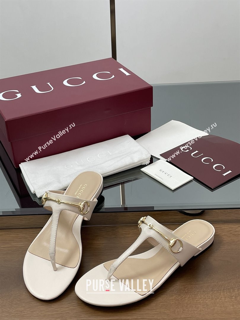 Gucci Thong Sandal with Horsebit in Smooth Leather 816590 White 2025 (MD-25080214)