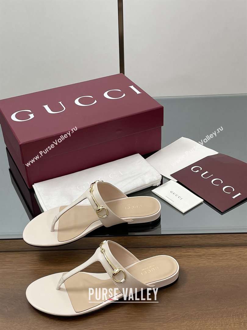 Gucci Thong Sandal with Horsebit in Smooth Leather 816590 White 2025 (MD-25080214)