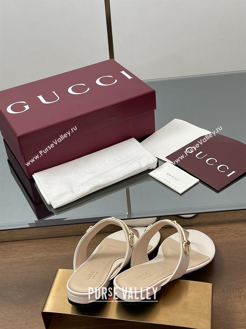 Gucci Thong Sandal with Horsebit in Smooth Leather 816590 White 2025 (MD-25080214)