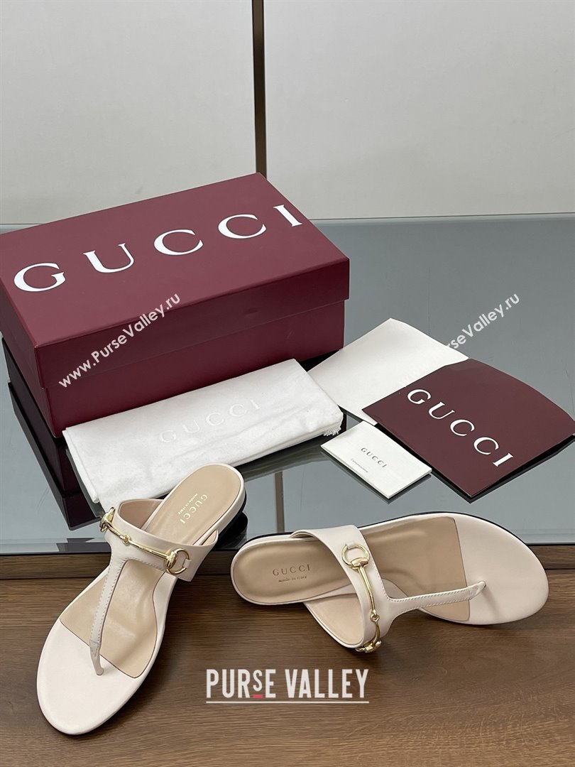 Gucci Thong Sandal with Horsebit in Smooth Leather 816590 White 2025 (MD-25080214)