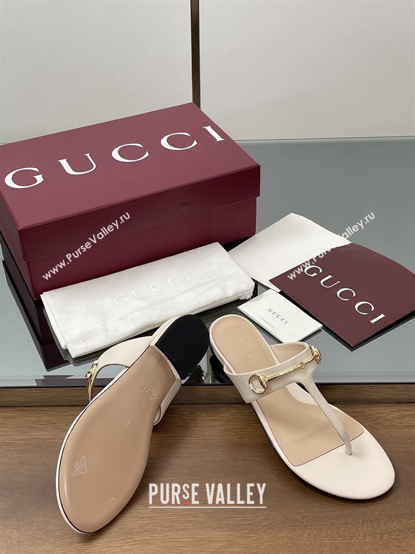 Gucci Thong Sandal with Horsebit in Smooth Leather 816590 White 2025 (MD-25080214)