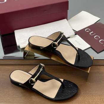 Gucci Thong Sandal with Horsebit in GG Leather 816590 Black 2025 (MD-25080204)