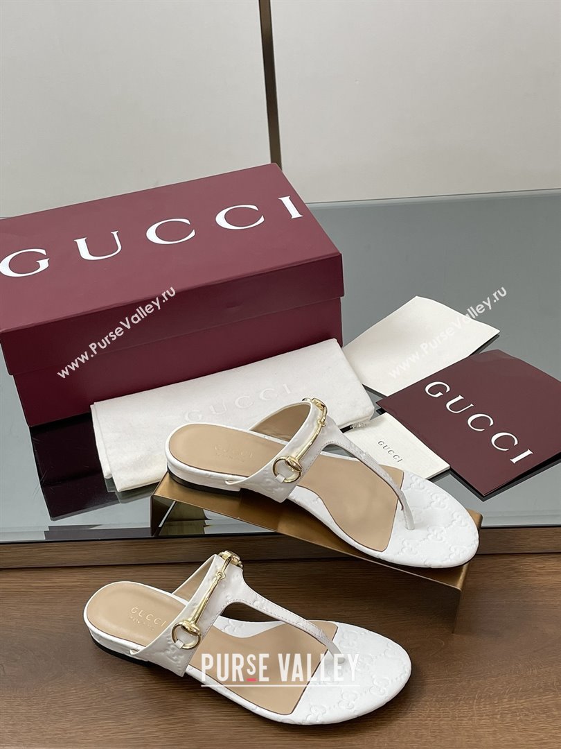 Gucci Thong Sandal with Horsebit in GG Leather 816590 White 2025 (MD-25080202)
