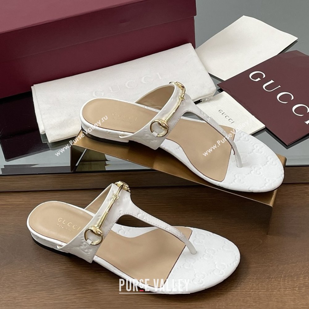 Gucci Thong Sandal with Horsebit in GG Leather 816590 White 2025 (MD-25080202)