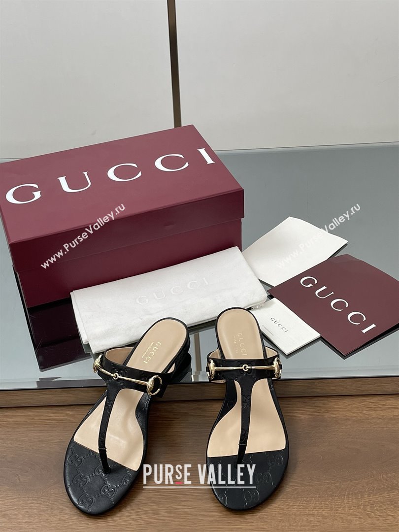 Gucci Thong Sandal with Horsebit in GG Leather 816590 Black 2025 (MD-25080204)