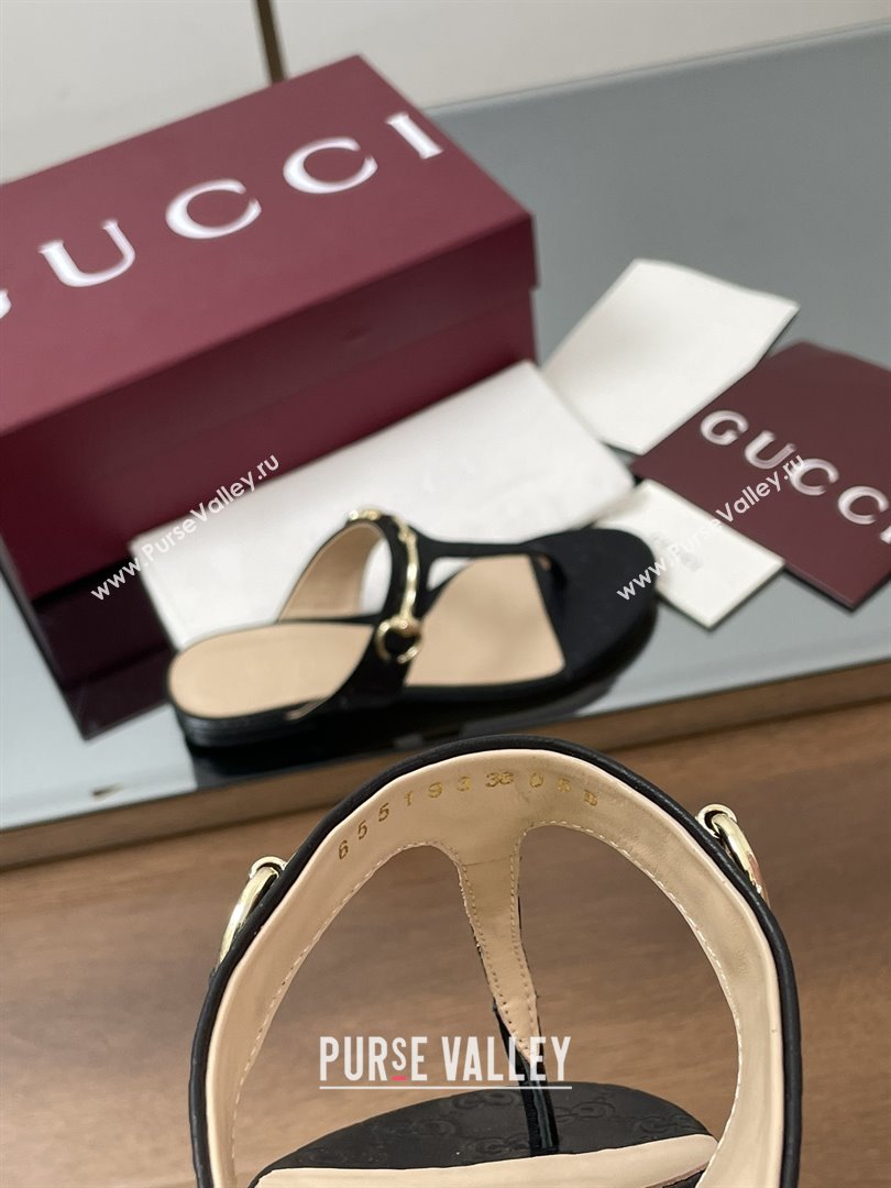 Gucci Thong Sandal with Horsebit in GG Leather 816590 Black 2025 (MD-25080204)