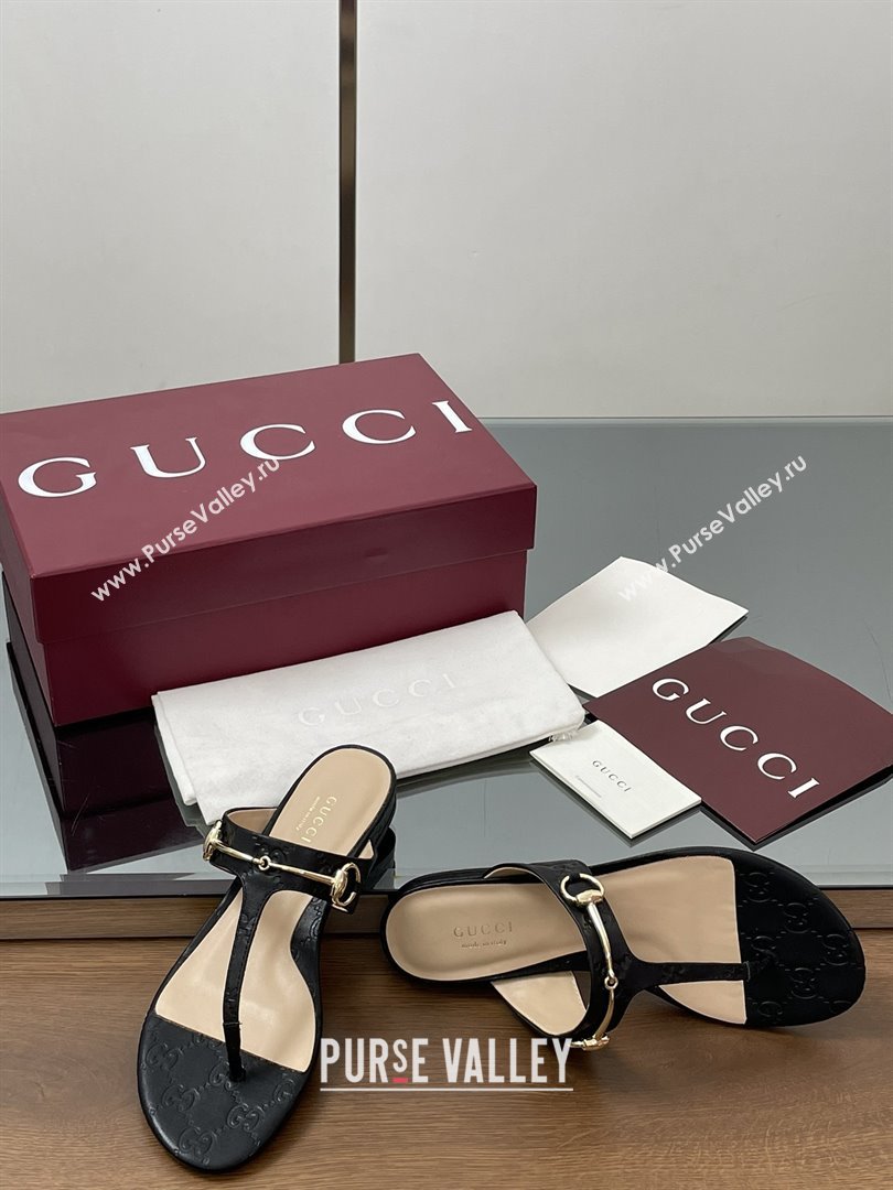 Gucci Thong Sandal with Horsebit in GG Leather 816590 Black 2025 (MD-25080204)