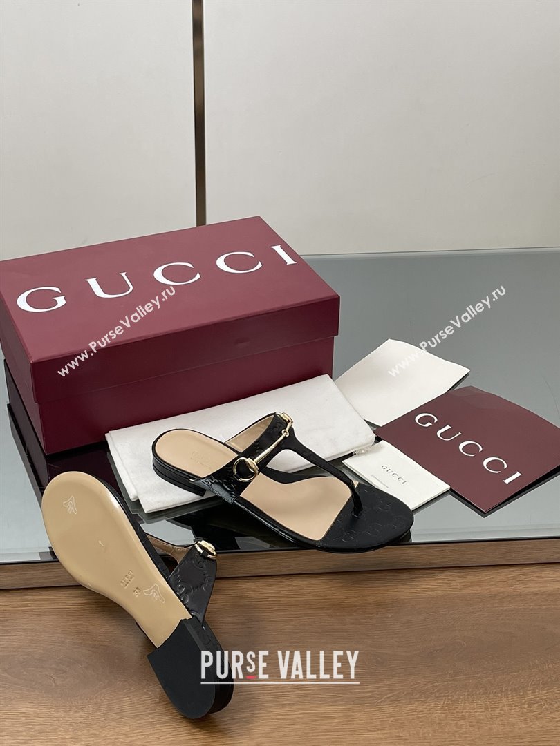 Gucci Thong Sandal with Horsebit in GG Leather 816590 Black 2025 (MD-25080204)