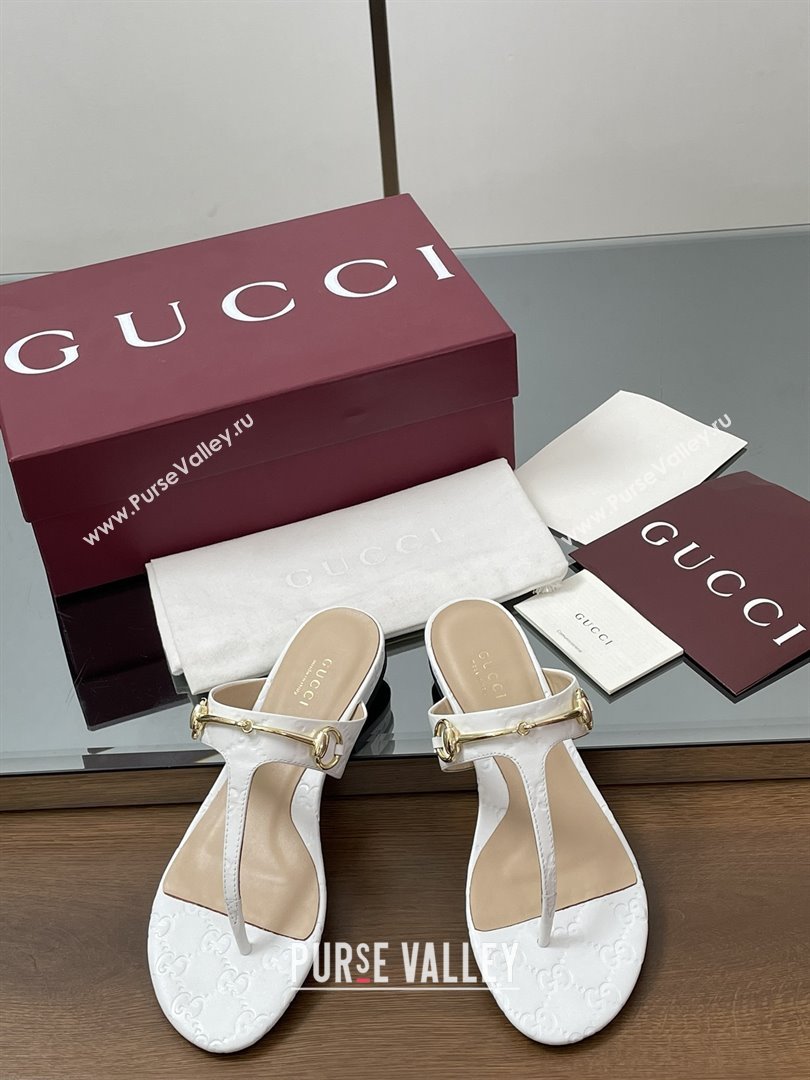 Gucci Thong Sandal with Horsebit in GG Leather 816590 White 2025 (MD-25080202)