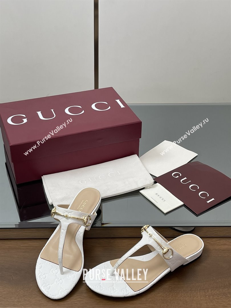 Gucci Thong Sandal with Horsebit in GG Leather 816590 White 2025 (MD-25080202)