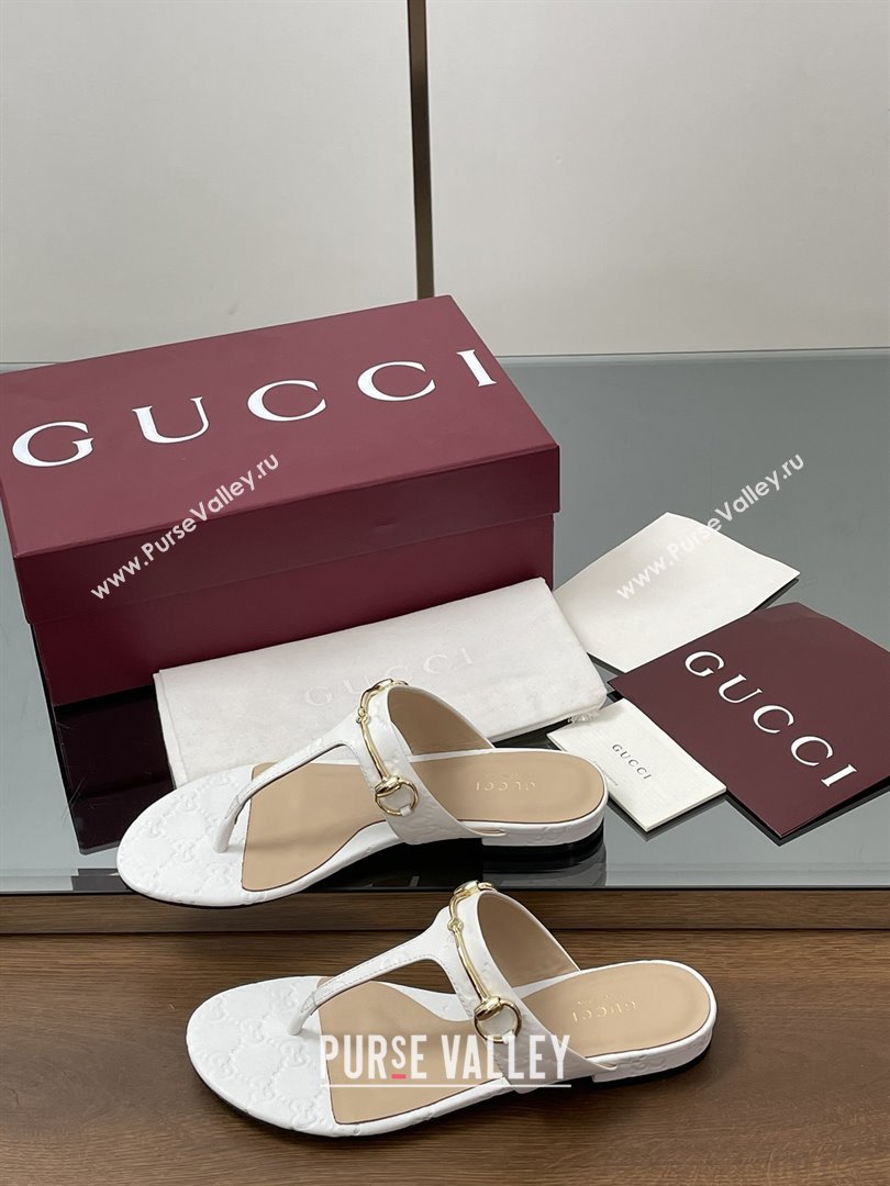Gucci Thong Sandal with Horsebit in GG Leather 816590 White 2025 (MD-25080202)