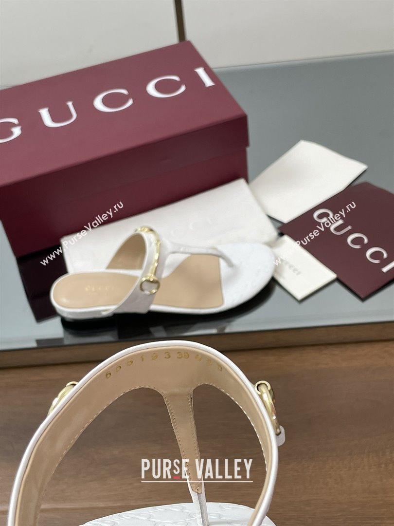 Gucci Thong Sandal with Horsebit in GG Leather 816590 White 2025 (MD-25080202)