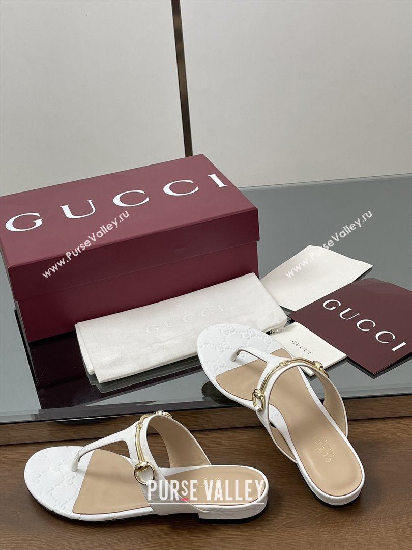 Gucci Thong Sandal with Horsebit in GG Leather 816590 White 2025 (MD-25080202)