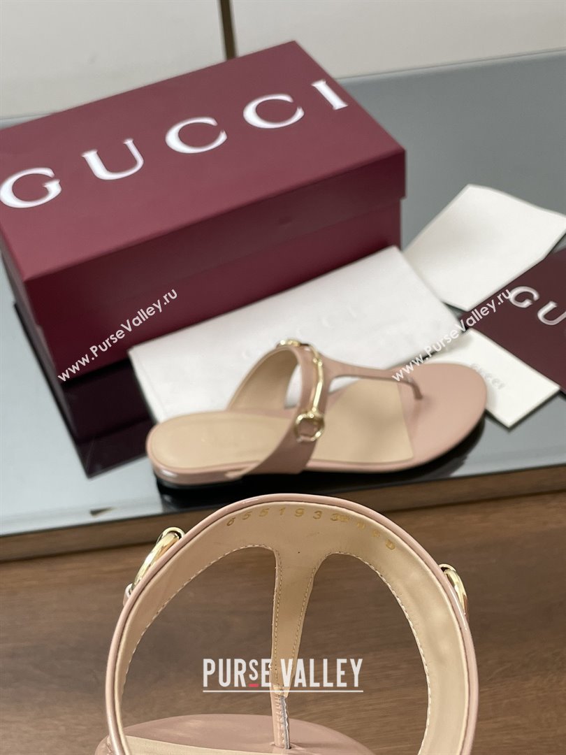 Gucci Thong Sandal with Horsebit in Patent Leather 816590 Nude 2025 (MD-25080210)