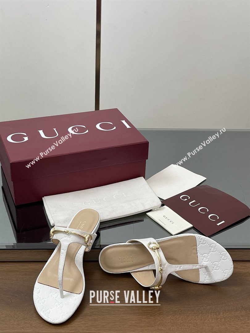 Gucci Thong Sandal with Horsebit in GG Leather 816590 White 2025 (MD-25080202)