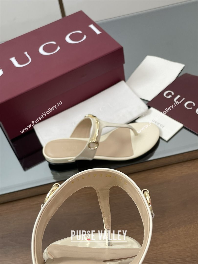 Gucci Thong Sandal with Horsebit in Patent Leather 816590 White 2025 (MD-25080211)