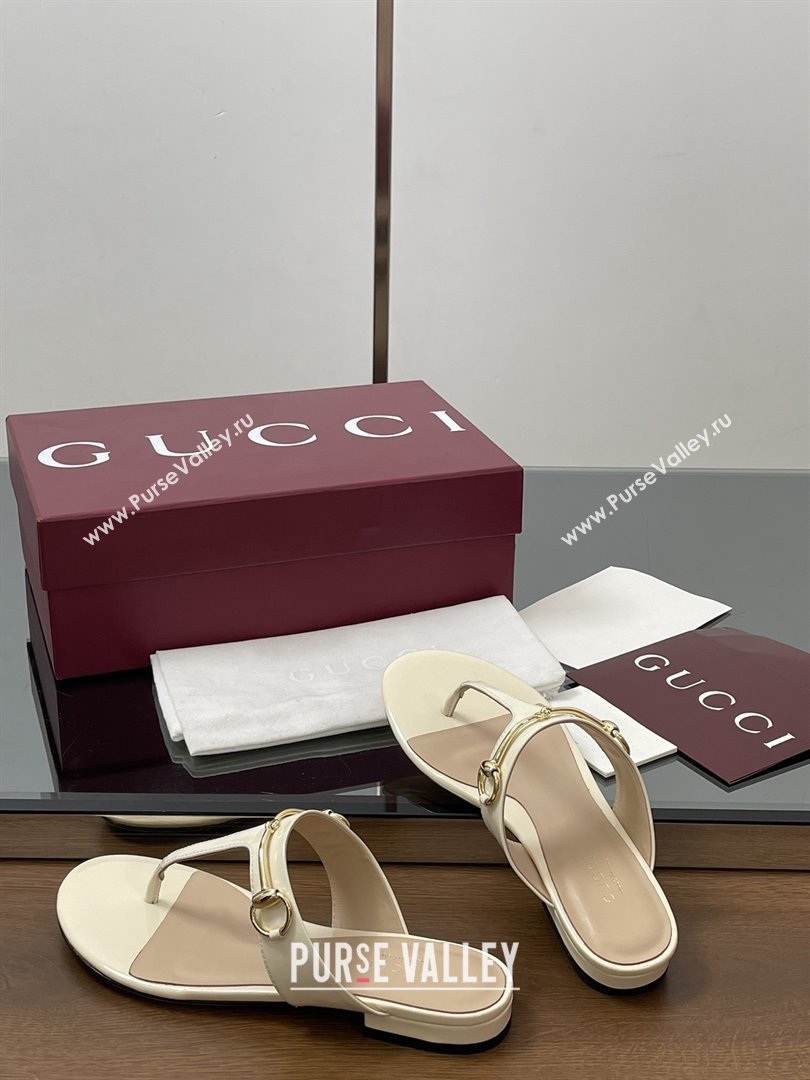 Gucci Thong Sandal with Horsebit in Patent Leather 816590 White 2025 (MD-25080211)
