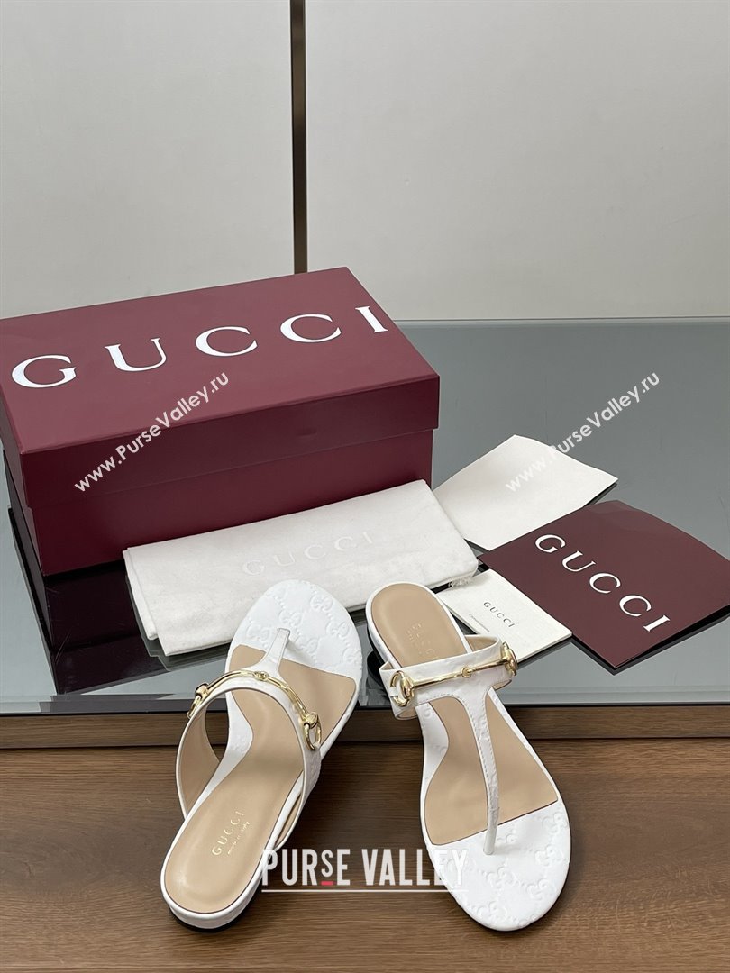 Gucci Thong Sandal with Horsebit in GG Leather 816590 White 2025 (MD-25080202)